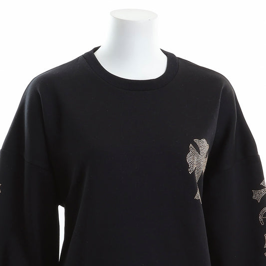 裏起毛 クロスラインストーン スタッズトレーナー