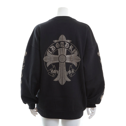 裏起毛 ロゴラインストーン スタッズトレーナー