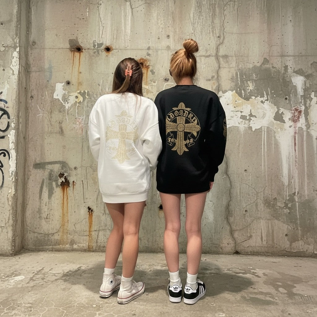 裏起毛 ラインストーンスタッズ トレーナー