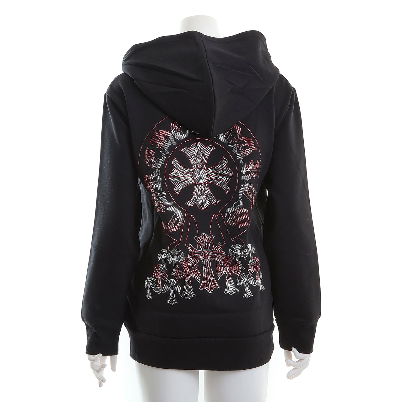 裏起毛クロスラインストーン ZIPパーカー