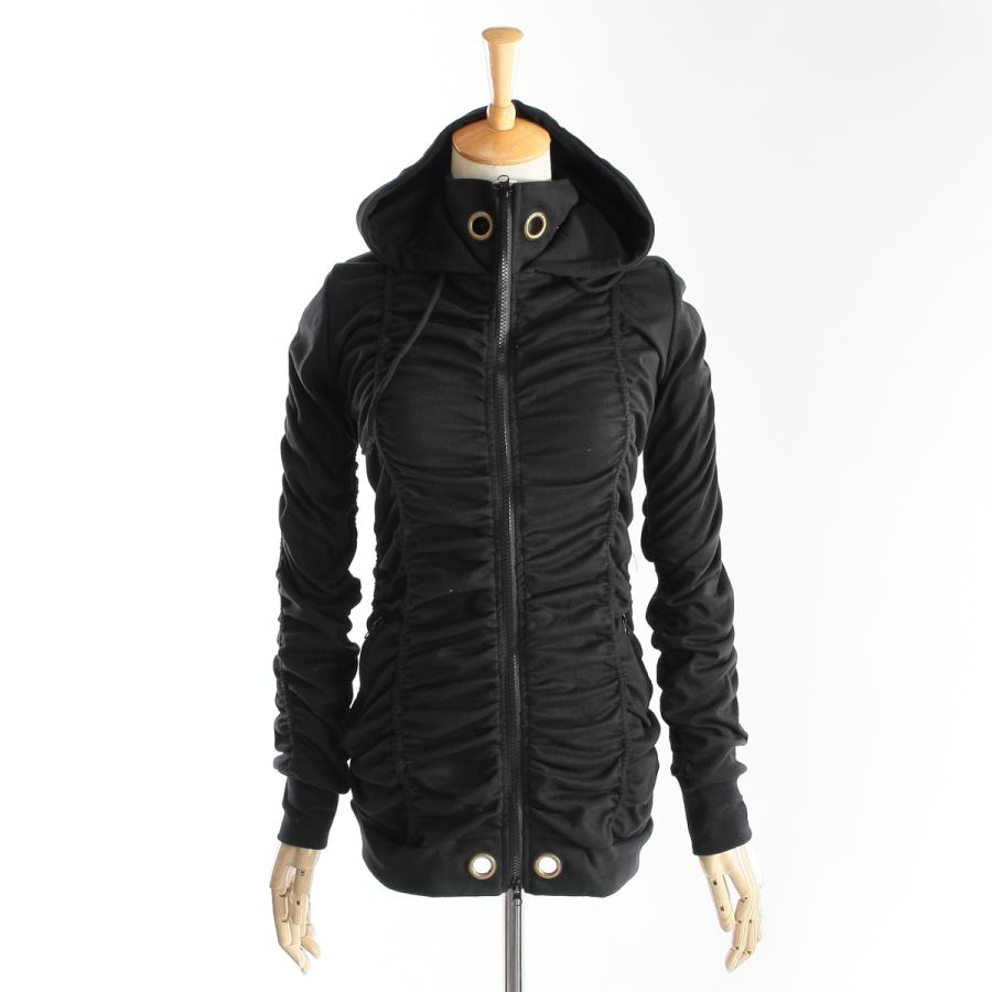 シャーリングデザイン ストレッチZIPパーカー