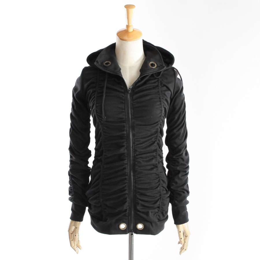 シャーリングデザイン ストレッチZIPパーカー