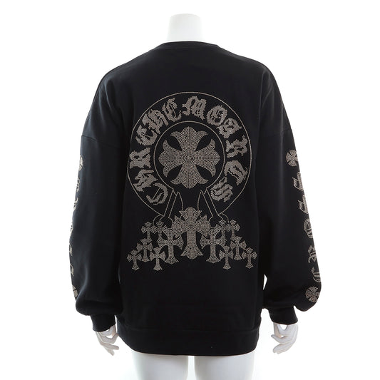 裏起毛 クロスラインストーン スタッズトレーナー