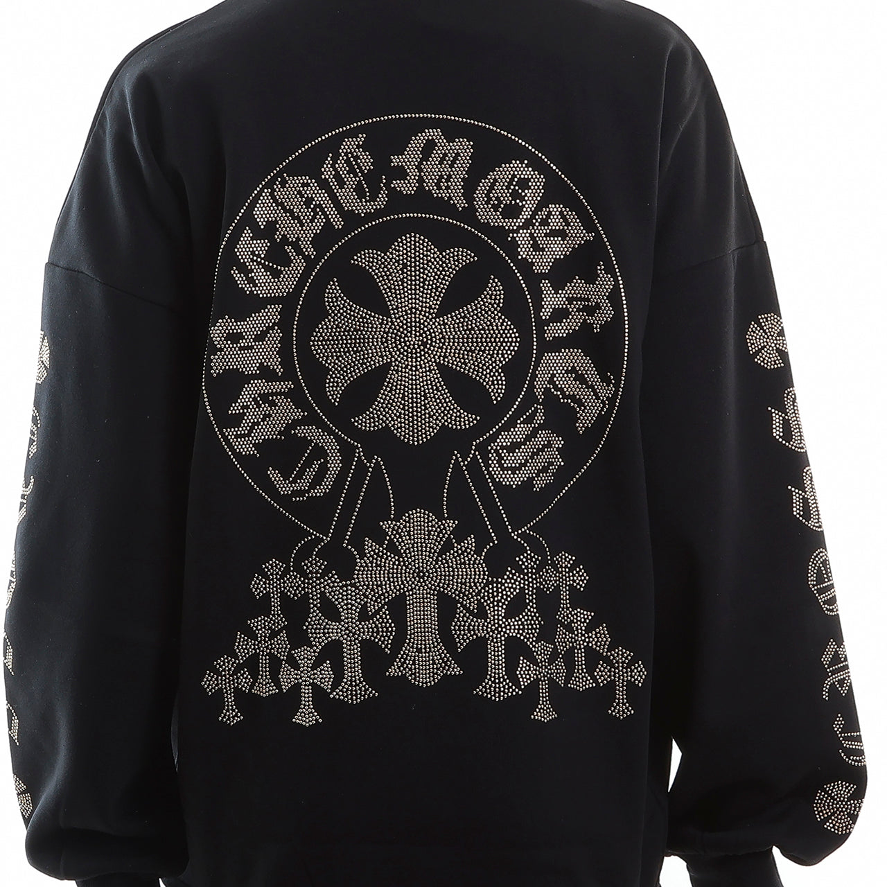 裏起毛 クロスラインストーン スタッズトレーナー