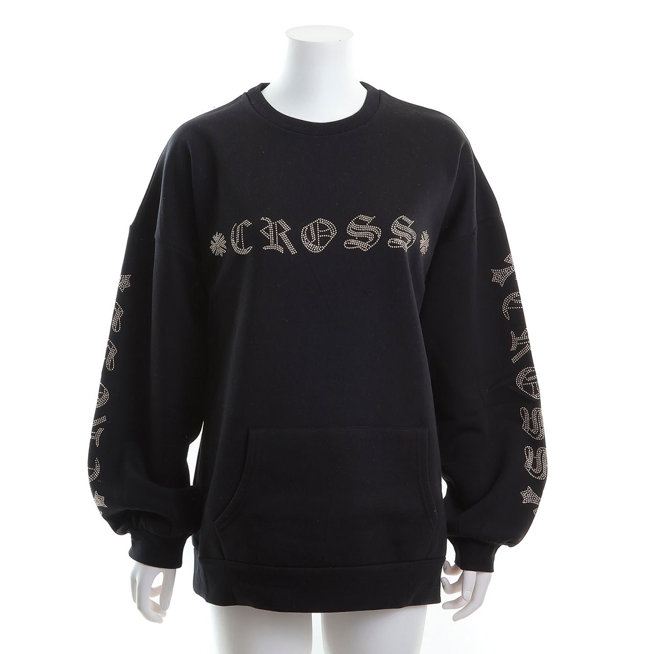 裏起毛 ロゴラインストーン スタッズトレーナー