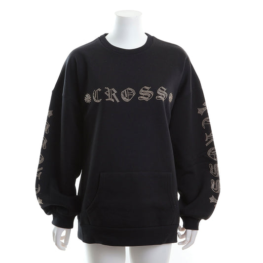 裏起毛 ロゴラインストーン スタッズトレーナー