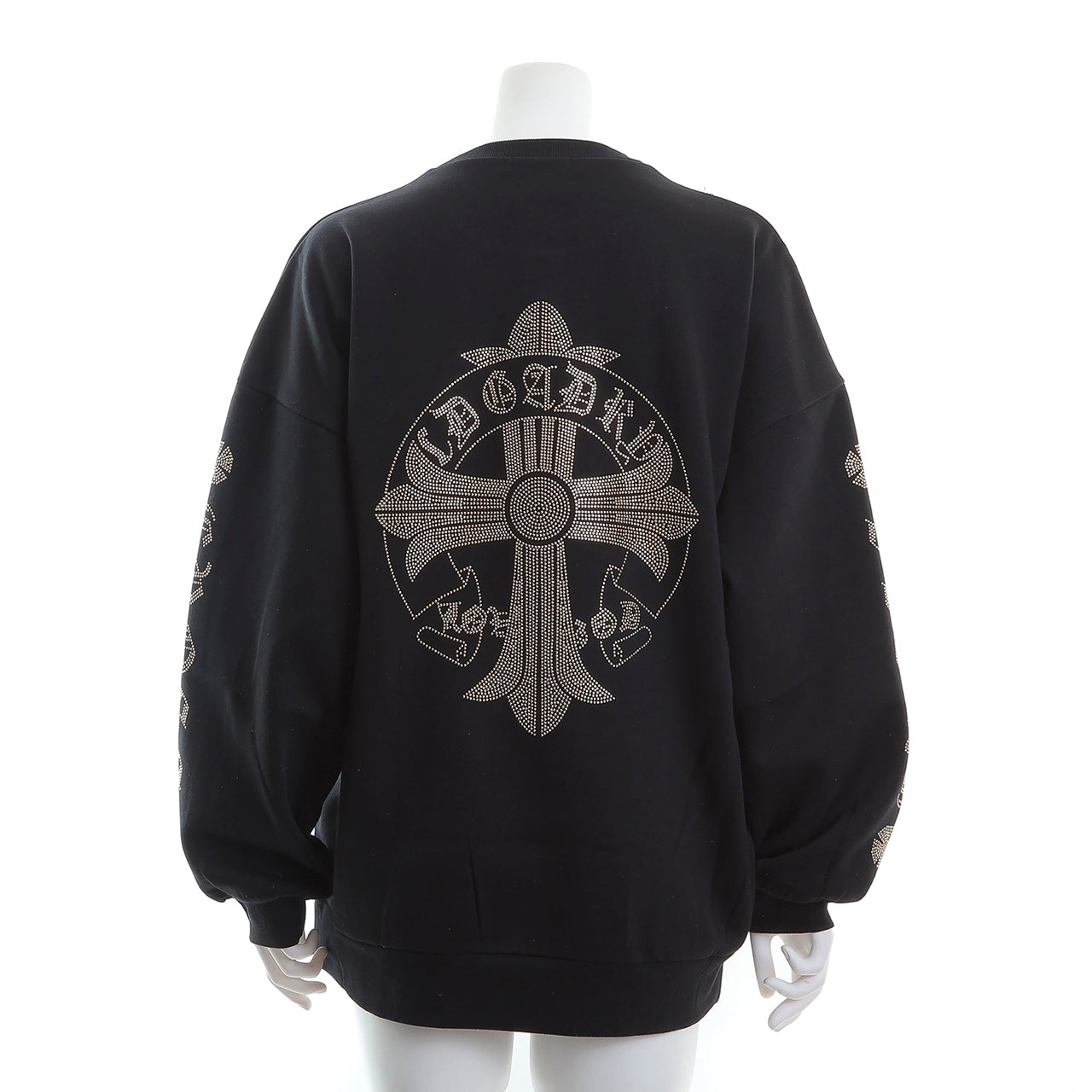 裏起毛 ロゴラインストーン スタッズトレーナー